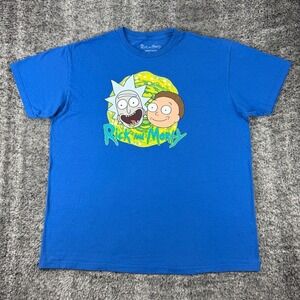 Rick and Morty Adult Size 2X Adult Swim Graphic‎ T-Shirt Blue Cartoon Network